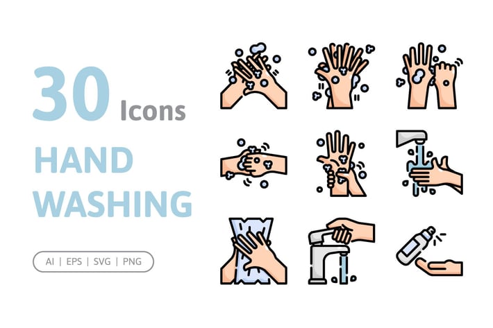 30 Hand Washing Icons