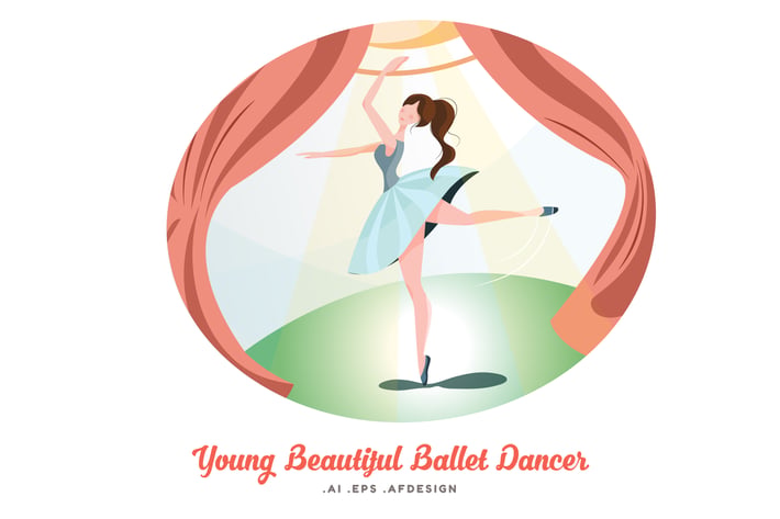 Young Beautiful Ballet Dancer Vector Illustration