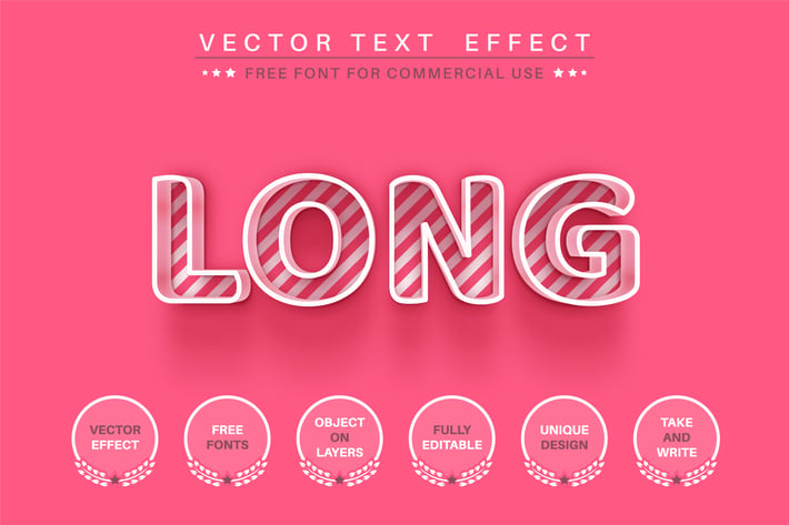 Outline pink - editable text effect,  font style