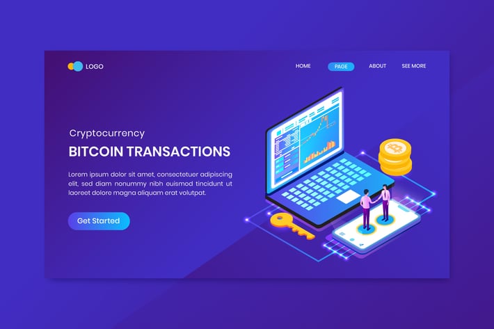 Bitcoin Transactions Cryptocurrency Landing Page