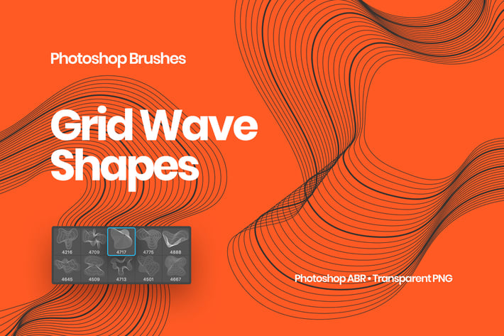 Grid Wave Shapes Photoshop Brushes