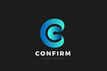 Letter C Logo design 3D Ribbon style