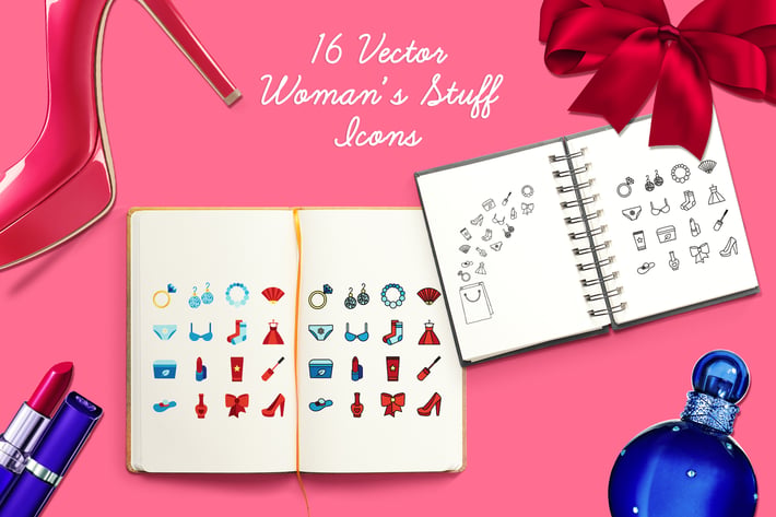 Women's Stuff Icons And Patterns