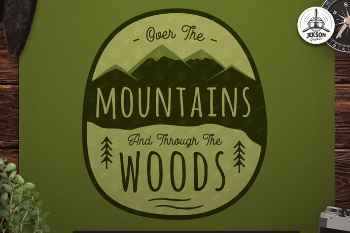 Vintage Hiking Logo Patch / Retro Mountains Badge