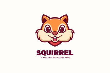 Cute Squirrel Mascot Character Logo Template