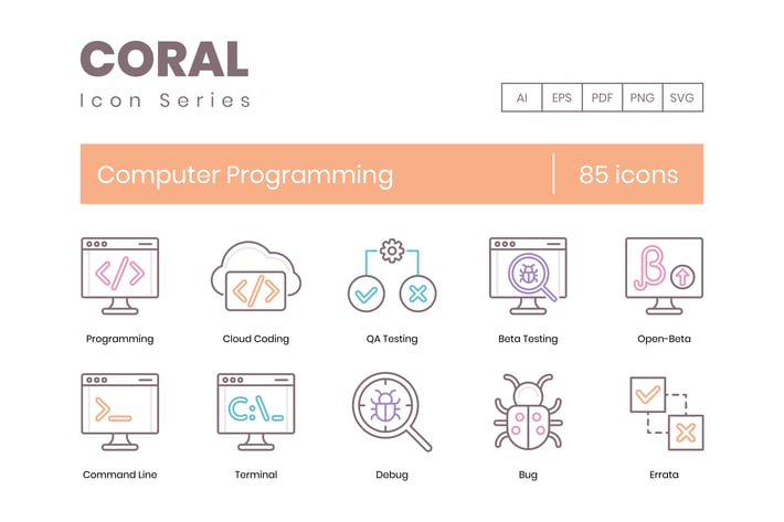 85 Computer Programming Line Icons