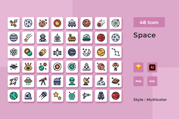 Space Multicolor Style Icon Pack