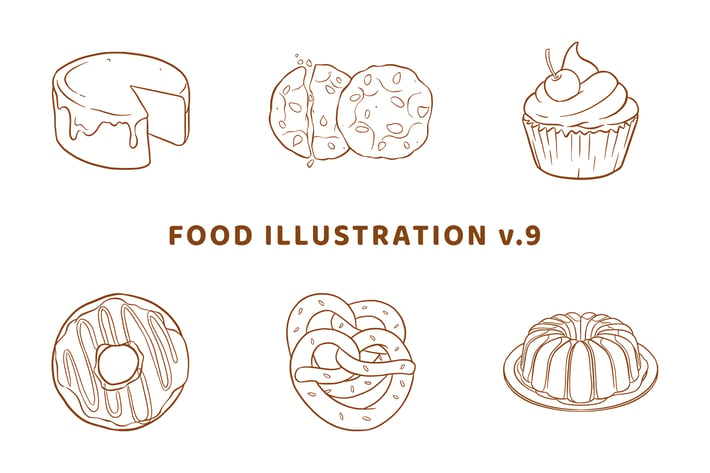 Food Illustration V.9 (Outline Version)