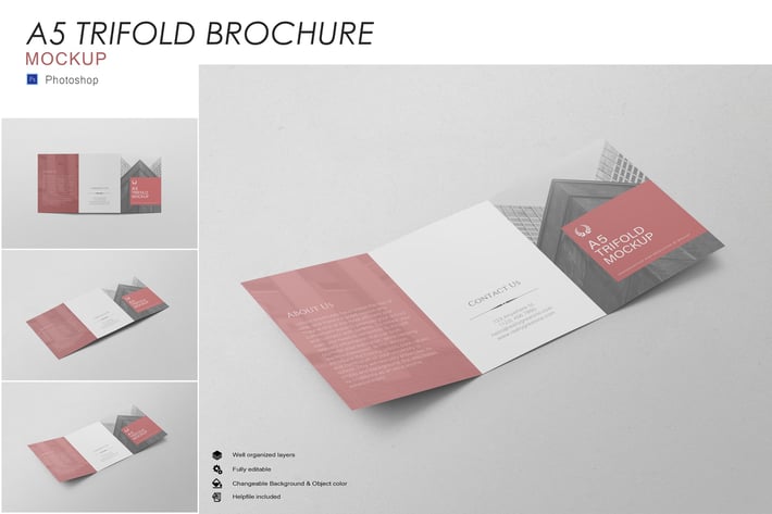 A5 Trifold Mockup
