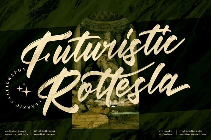 Futuristic Rottesla Brush Font