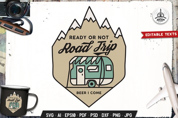 Road Trip Camp Badge Vector Retro Graphic Logo