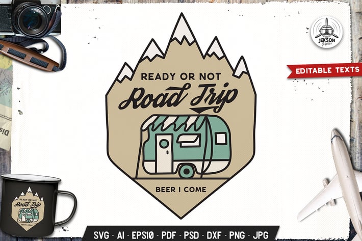 Road Trip Camp Badge Vector Retro Graphic Logo