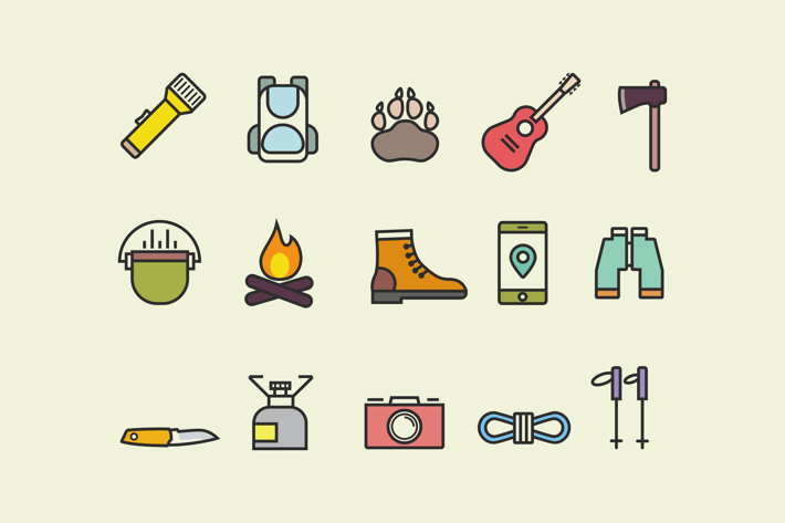 15 Hiking and Walking Icons