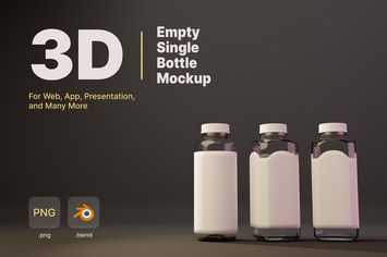 3D Empty Single Bottle Mockup
