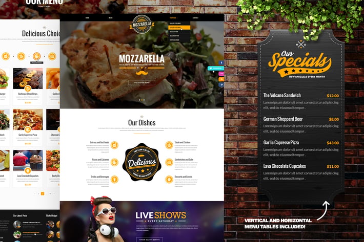 Mozzarella Cafe Bar PSD Template 