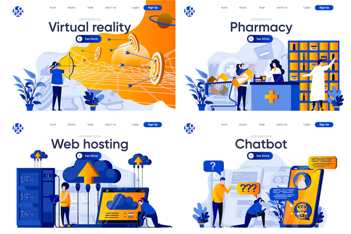 Collection Web Page Flat Concept with People
