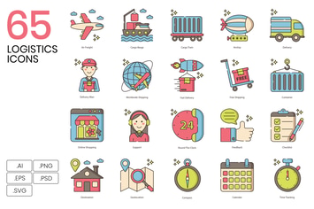 65 Logistics Line Icons