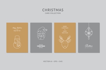 Christmas Greeting Card Vector Set