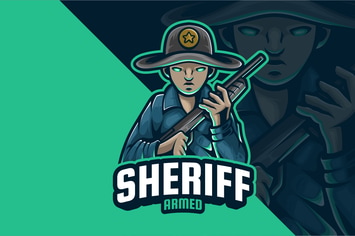 Sheriff Armed Mascot Logo