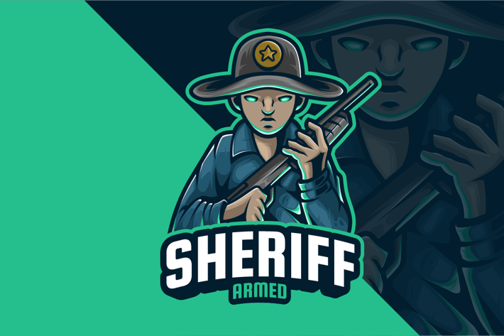 Sheriff Armed Mascot Logo