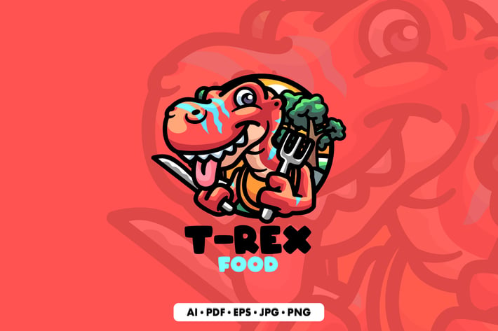 T-Rex Monster Cartoon Logo