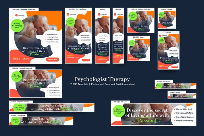 Psychologist Therapy Banners Ad