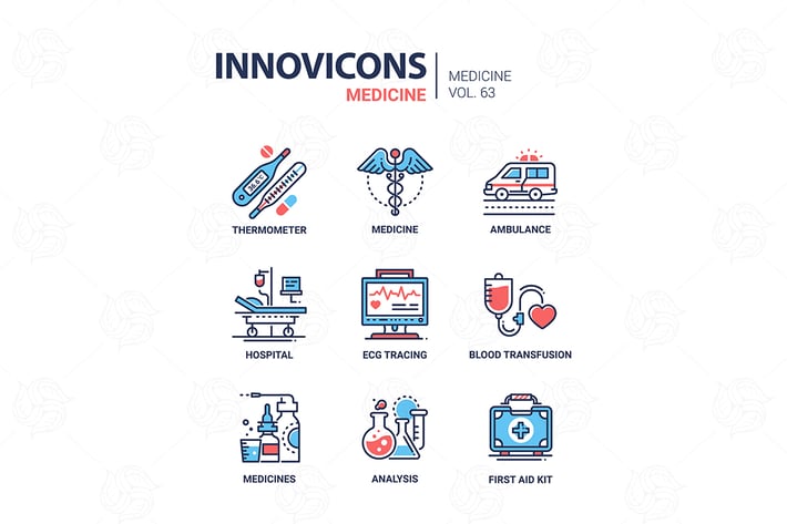 Medicine - line design icons set