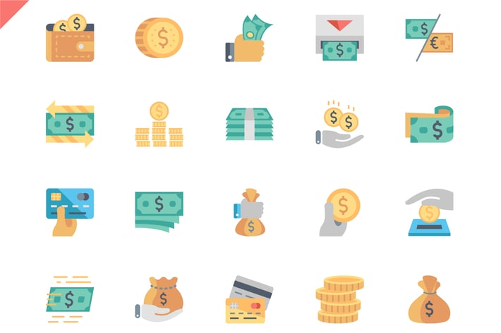 Simple Set Money Flat Icons