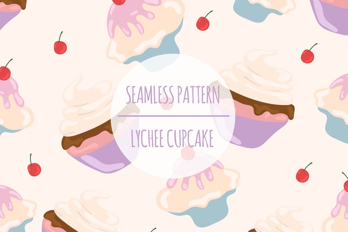 Lychee Cupcake – Seamless Pattern