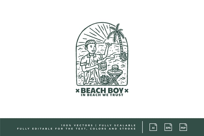 Beach Boys Logo - Vintage Illustration - TW