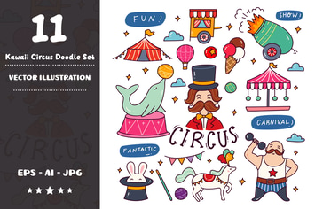 Kawaii Circus Doodle Set