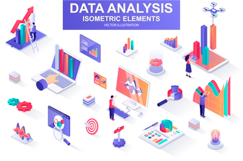 Data Analysis Isometric Design Elements