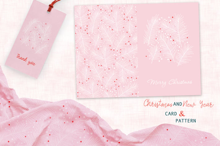 Pine Branches card and pattern