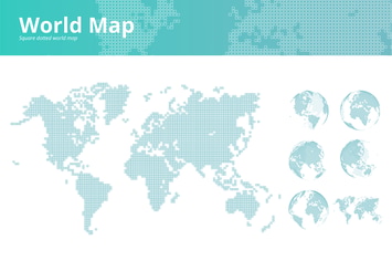 Square dotted world map 