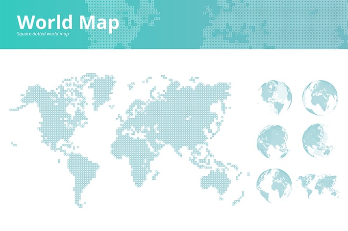 Square dotted world map 