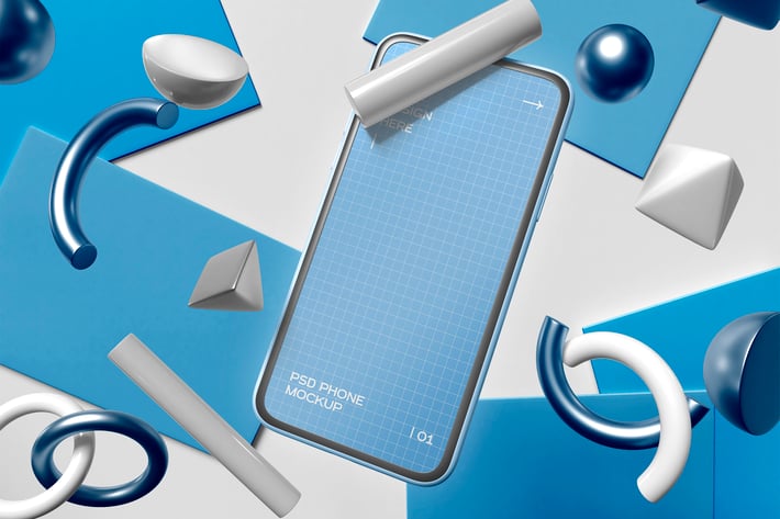 Smartphone On Geometric Background Mockup
