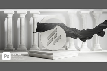 Carved Logo Mockup Unveil Black Cloth Cover 
