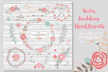 Vector Wedding Floral Wreath