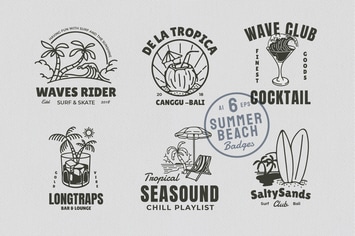 6 Summer Beach Badges