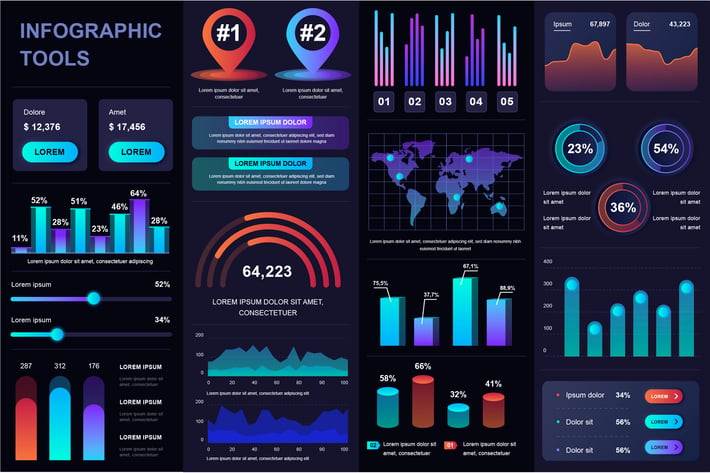 Dark Infographics Template Pack