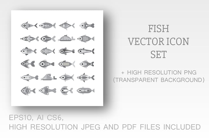 Fish vector icon set (3 options)