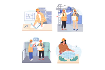 Architects Profession Concept Scenes Set