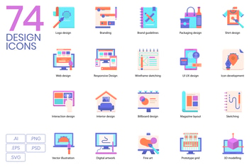 74 Flat Design Icons