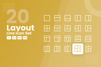 20 Layout Line Icon Set
