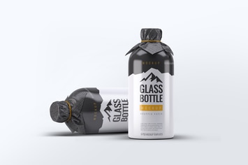 Glass Bottle Wrapped Paper Mock-Up