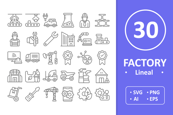 30 Factory Icons - Line