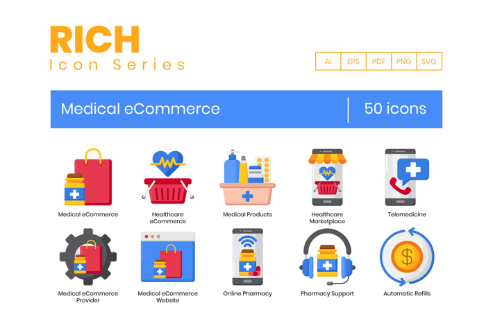 50 Medical eCommerce Icons