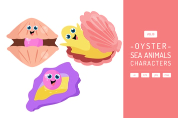 Cute Oyster - Sea Animals Characters Vol.19