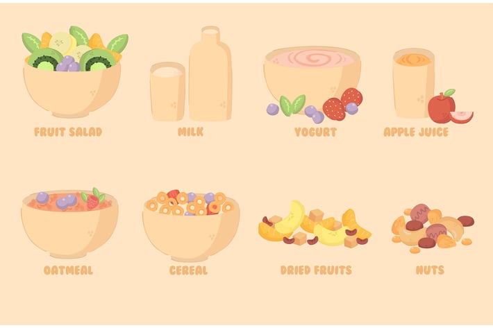 Breakfast Illustration Cartoon Set