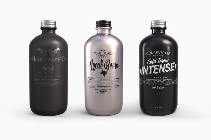 Plastic Metal Boston Round Bottles Mockup